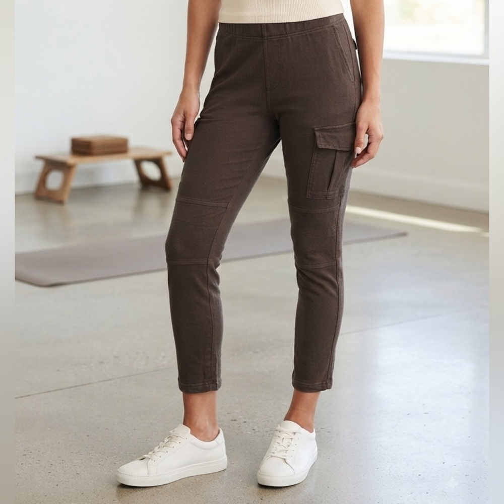 Rw&co. | brown cropped leggings with side pocket and elastic waist